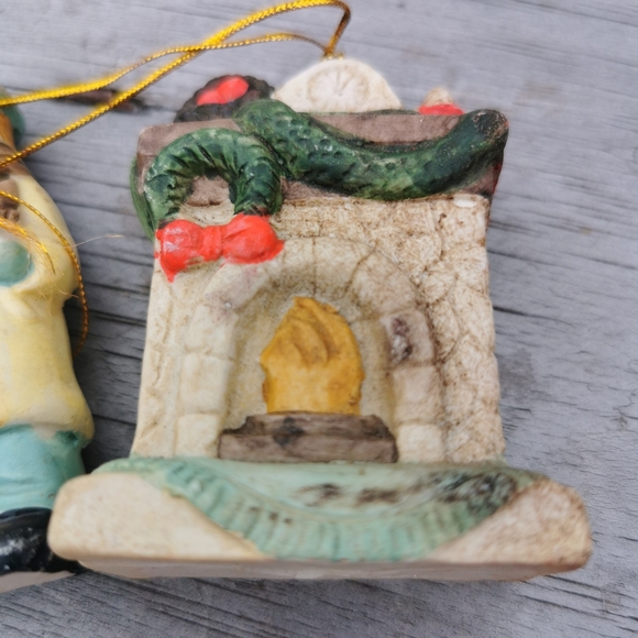 Vintage Bisque Porcelain Hand-painted Christmas Ornaments ~ Set of 6 - Picture 14 of 16